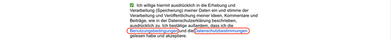 Screenshot des Datenverarbeitungsdialogs