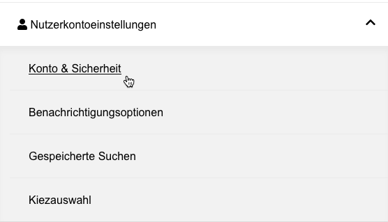 Nutzerkontoeinstellungen/Konto&Sicherheit
