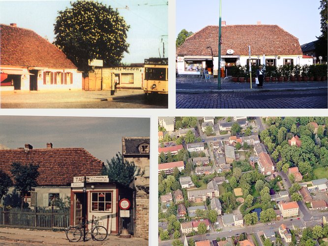 Kollage von historischen und aktuellen Bildern vom Ortskern Rudow