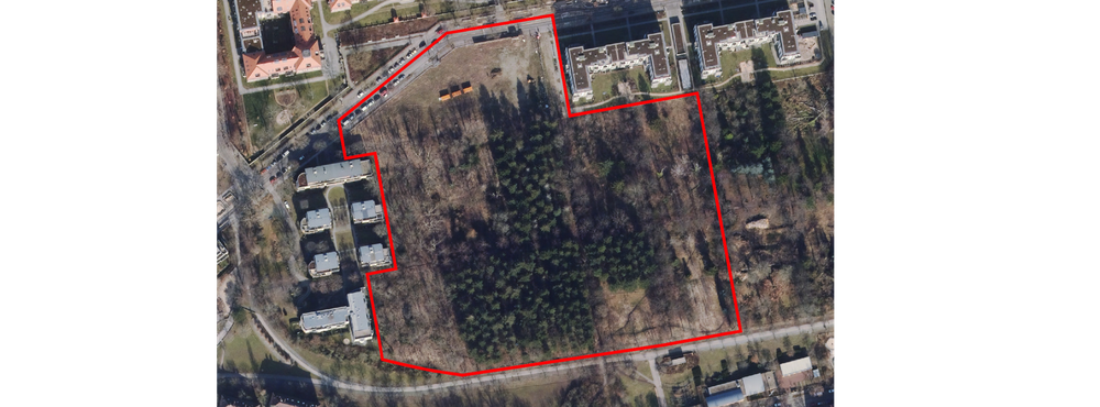 Luftbild 2025 mit Geltungsbereich des Bebauungsplans XIV-286a