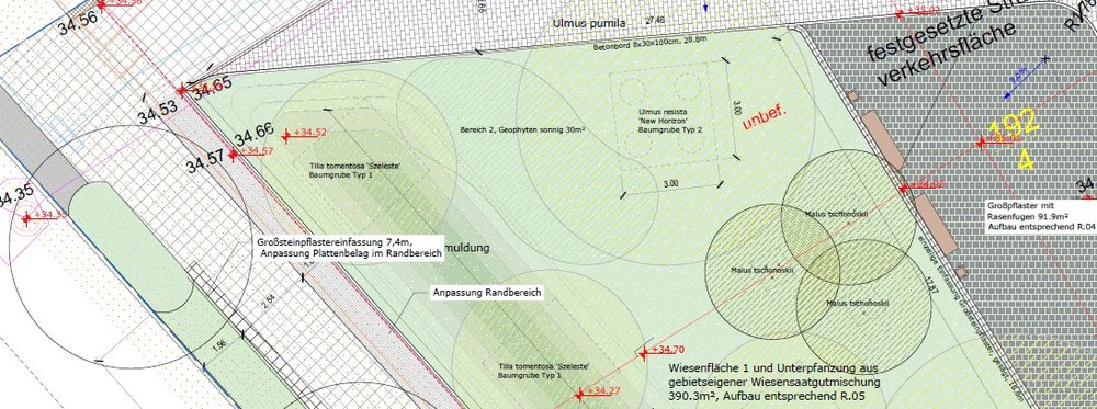 Planzeichnung zeigt neue Gehwege und Pflanzungen