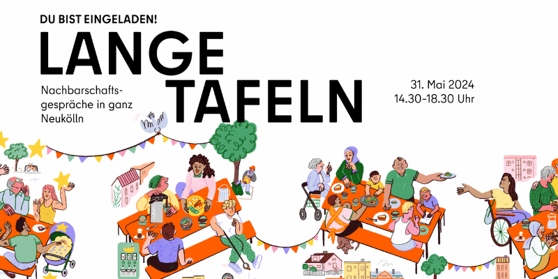 Gezeichnete Personen, die an einer Tafel sitzen