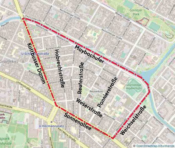 Ausschnitt von der Karte vom Reuterkiez