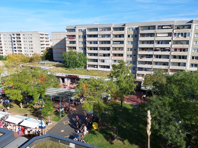 Das Kiezfest im Kosmosviertel von oben
