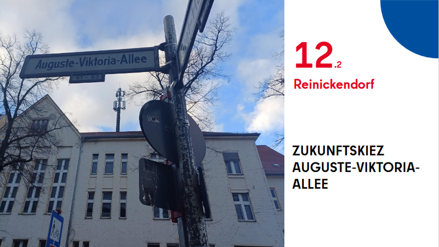 Haus und Straßenschild Auguste-Viktoria-Allee