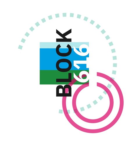Logo des Verfahrens mit Text "Block 616" und grafisch angedeutetem Mehringplatz
