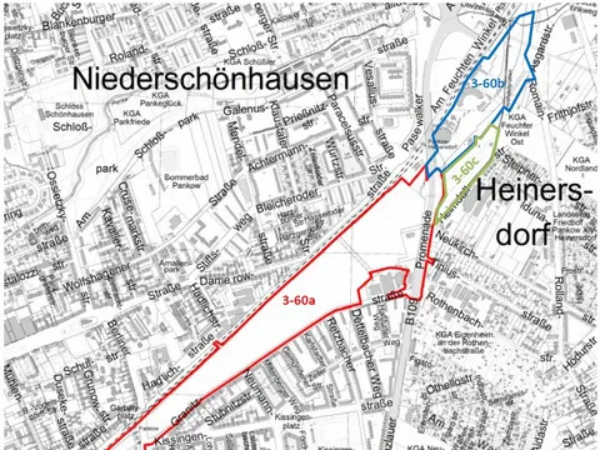 Geltungsbereiche der Bebauungspläne zum Pankower Tor