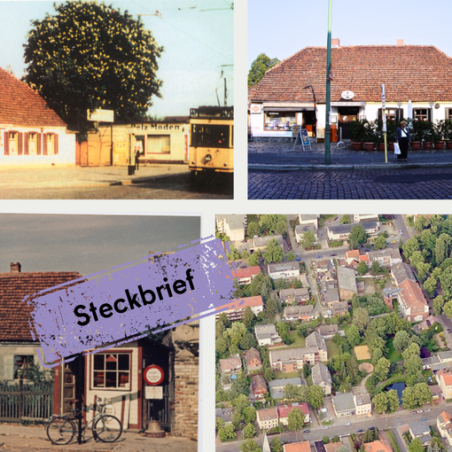 Kollage von historischen und aktuellen Bildern vom Ortskern Rudow