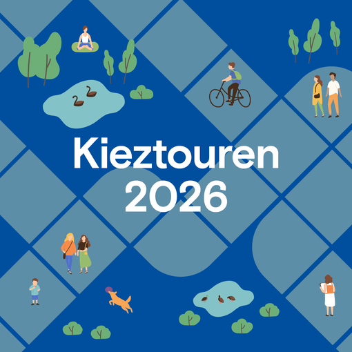 Kachelbild mit dem Titel des Vorhabens auf blauem Hintergrund