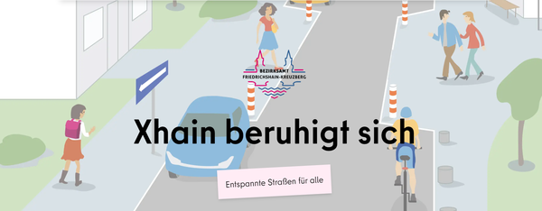 Eine Illustration zeigt eine verkehrsberuhigte Straße.