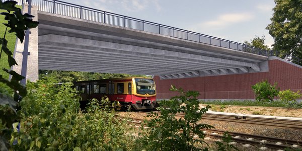 Visualisierung des Ersatzneubaus der Südlichen Blumberger Damm Brücke, Blick in
