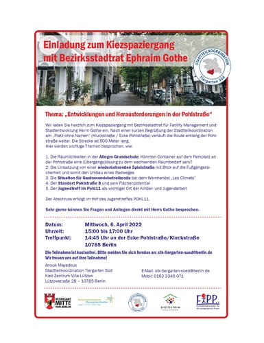 Mehr Informationen über Kiezspaziergang mit Herrn Ephraim Gothe, Bezirksstadtrat für Stadtentwicklung und Facility Management