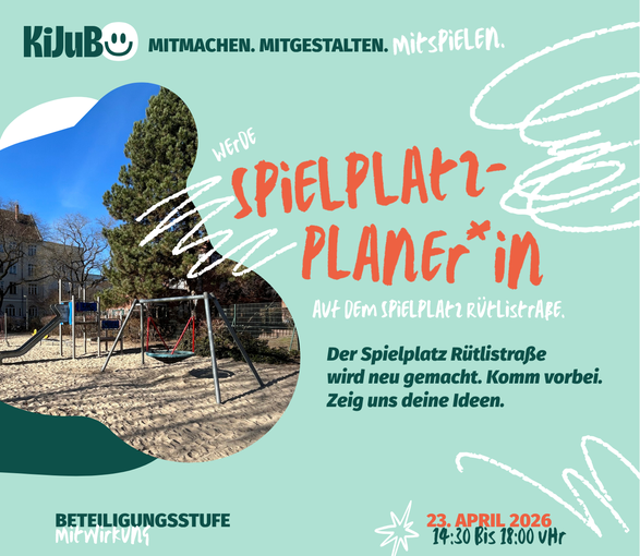 Kachel mit dem Titel "Werde Spielplatz-Planer*in"