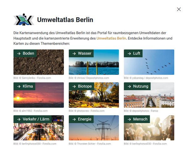Umweltatlas-Kartenanwendung, Startseite
