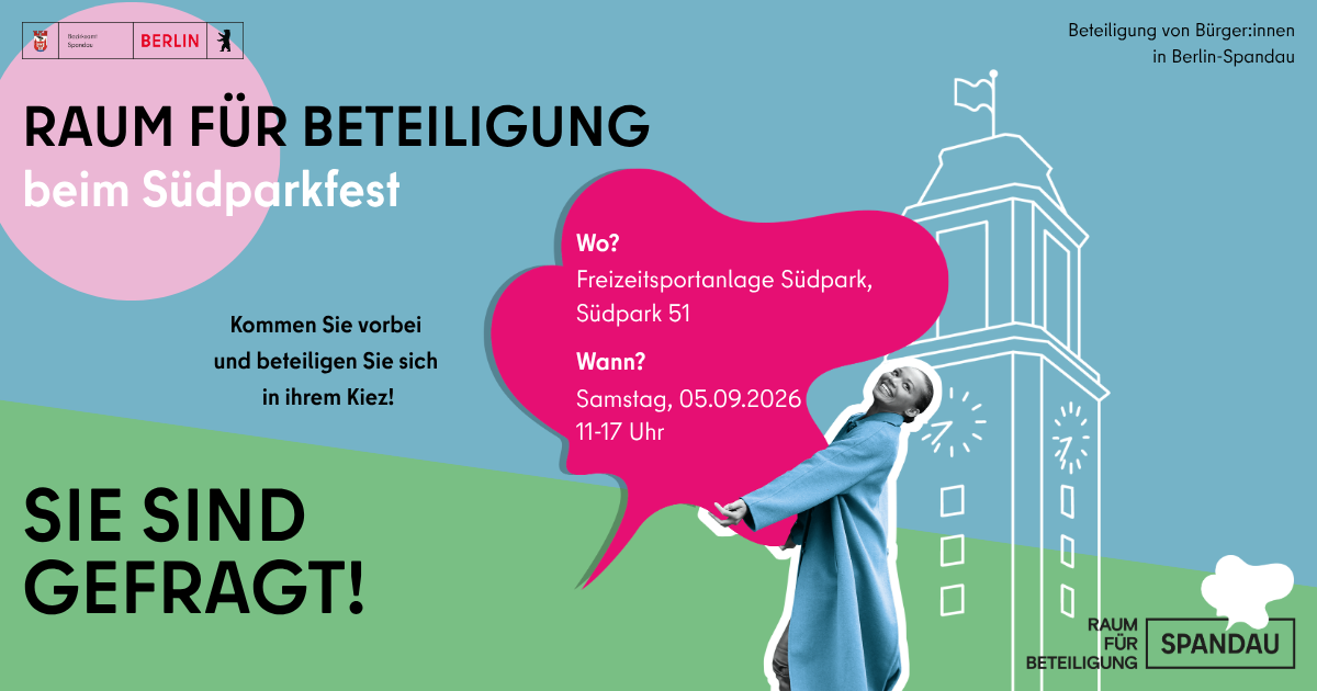 Flyer zum Infostand des Raums für Beteiligung beim Südparkfest