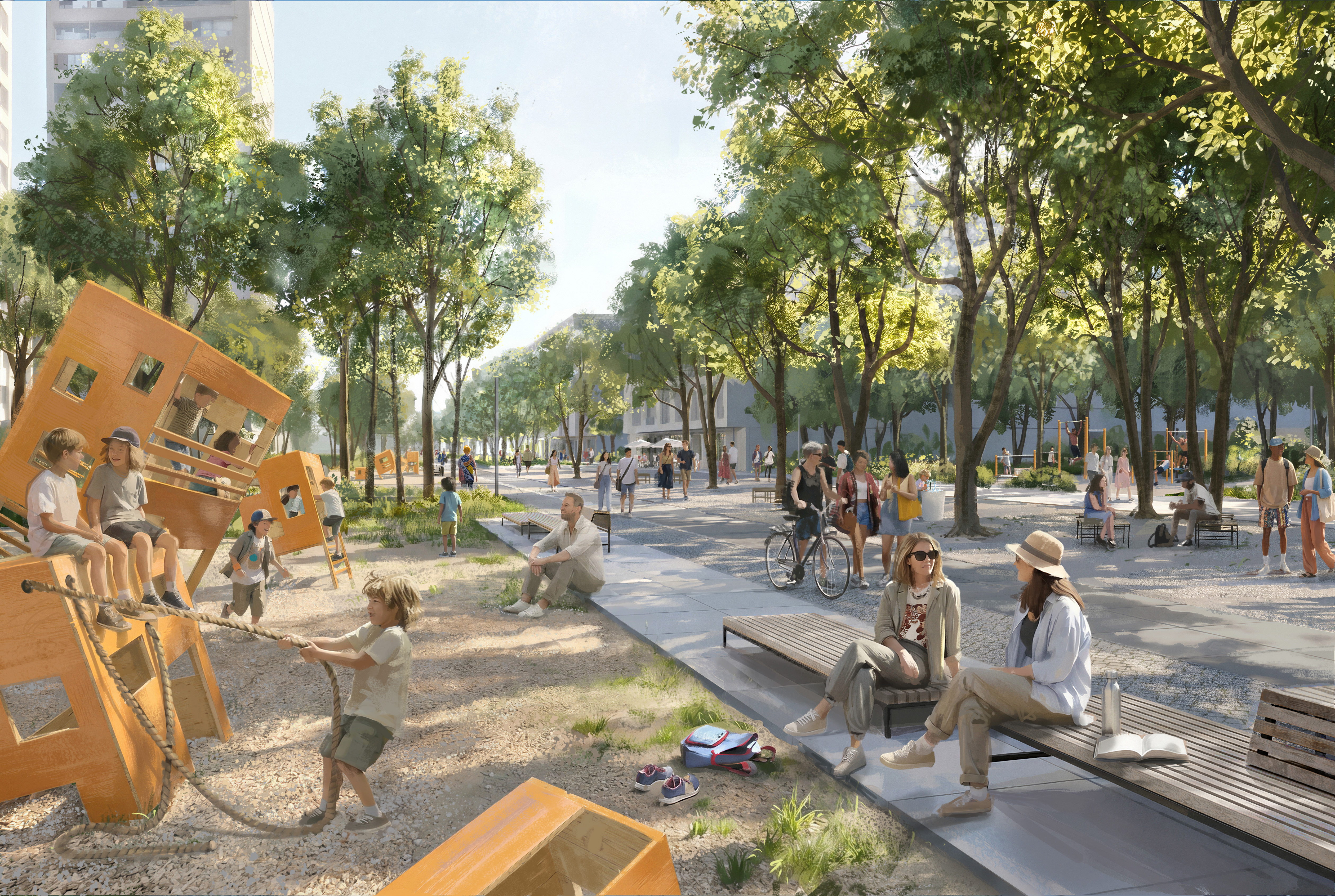 Perspektive Südliche Promenade und Spielplatz